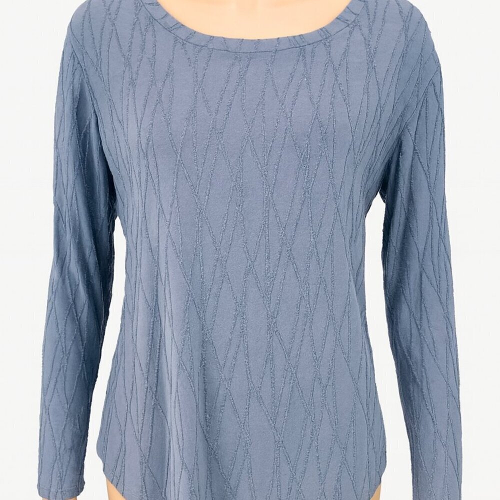 Simply Vera Vera Wang Blue Textured Knit Long Sleeve Top Size L
